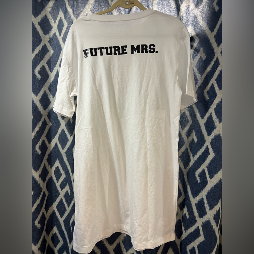 NWT A New Day White Tee Shirt Dress Size M- customized “future mrs”